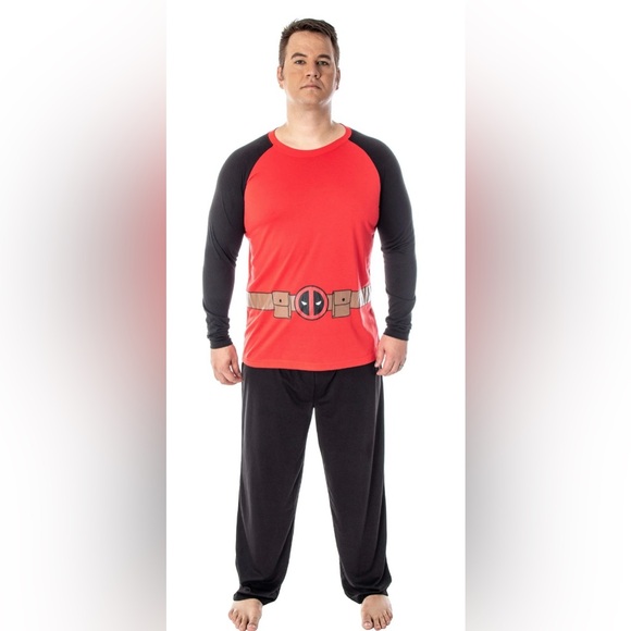 NWT Marvel Deadpool Red and Black Men's Pajama Set size 2X - Picture 2 of 13